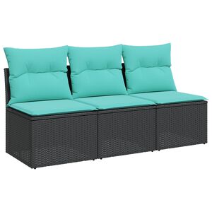 vidaXL Kerti kanap&eacute; p&aacute;rn&aacute;val Fekete 165 x 62 x 69 cm Poli rattan