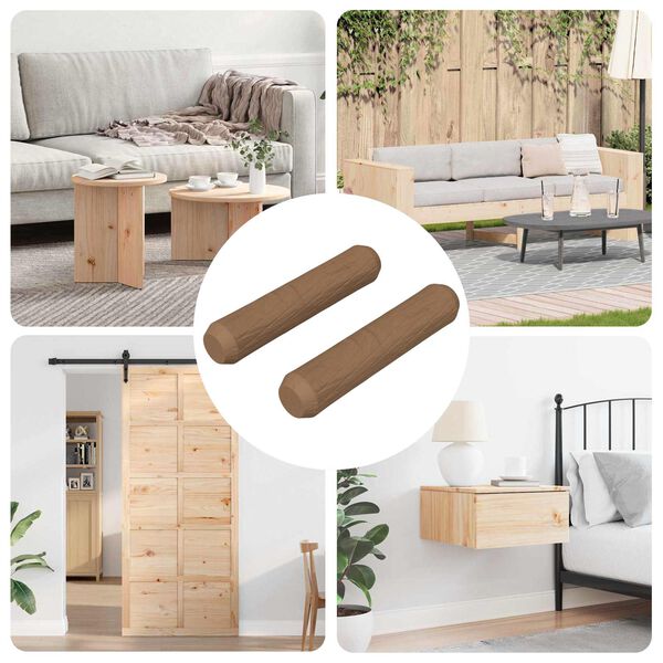 vidaXL Fa d&uuml;belek 2 pcs Barna &Oslash;8 x 35 mm T&ouml;m&ouml;r fa