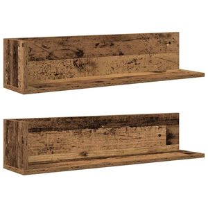 vidaXL 2 db antik fa sz&iacute;nű szerelt fa fali polc 75 x 16,5 x 16,5 cm