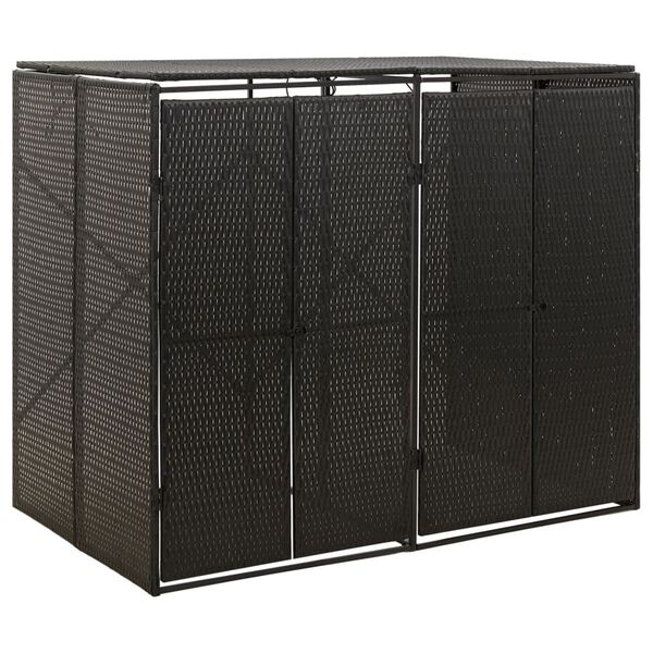 vidaXL fekete polyrattan dupla kerekeskuka t&aacute;rol&oacute;f&eacute;szer 140x80x117 cm