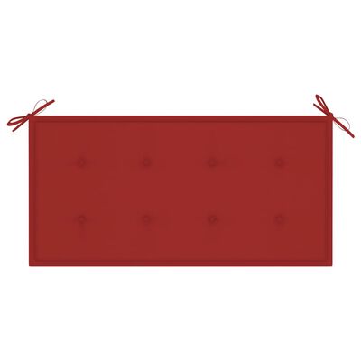 vidaXL tömör tíkfa kerti pad piros párnával 112 cm