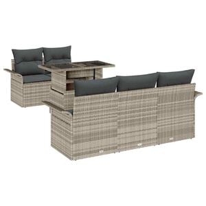 vidaXL Kerti Kanap&eacute; Szett 6 db Vil&aacute;gossz&uuml;rke [Műanyag]: Poly Rattan