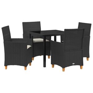 vidaXL Kert &eacute;tkező szett 5 pcs Fekete polirattan