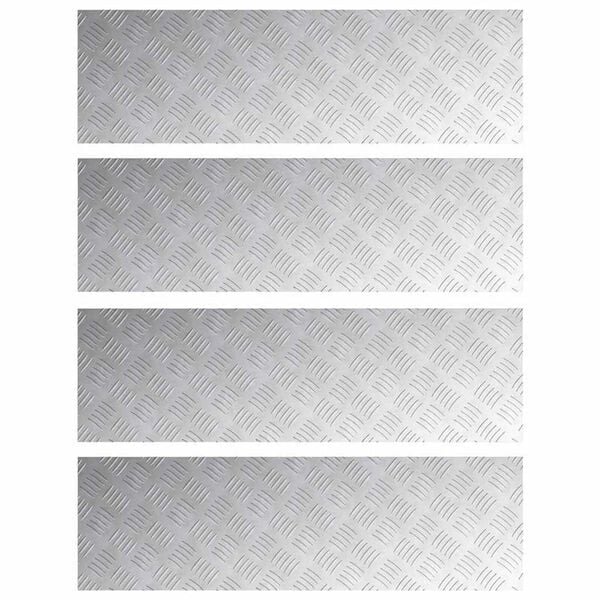 vidaXL L&eacute;pcsőfok N&eacute;gysz&ouml;gletes 4 pcs Ez&uuml;st 100 x 30 cm Alum&iacute;nium