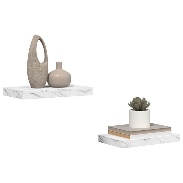 vidaXL Falpolc t&aacute;rol&oacute;val 2 pcs Feh&eacute;r m&aacute;rv&aacute;ny 40 x 23,5 x 4 cm Faanyag