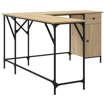 vidaXL sonoma-tölgyszínű szerelt fa íróasztal 141x141x75 cm
