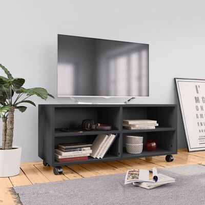 vidaXL szürke forgácslap TV-szekrény görgőkkel 90 x 35 x 35 cm