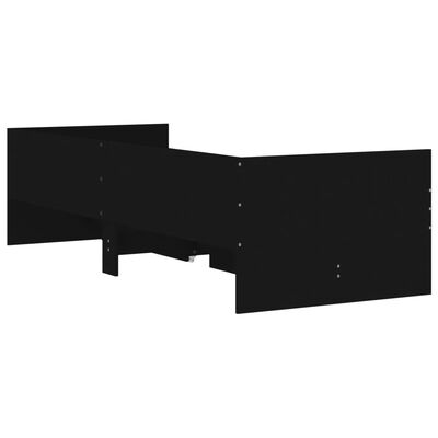 vidaXL fekete kicsi egyszemélyes ágykeret fiókokkal 75 x 190 cm