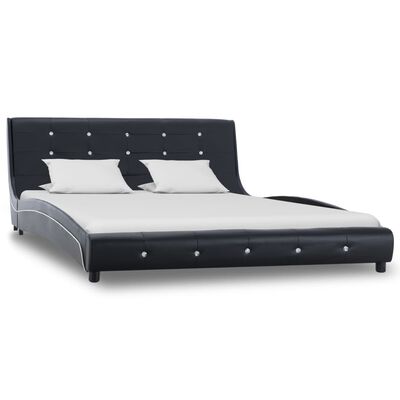 vidaXL fekete műbőr ágy memóriahabos matraccal 140 x 200 cm