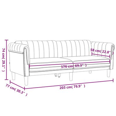 vidaXL sötétszürke 3 személyes bársony kanapé