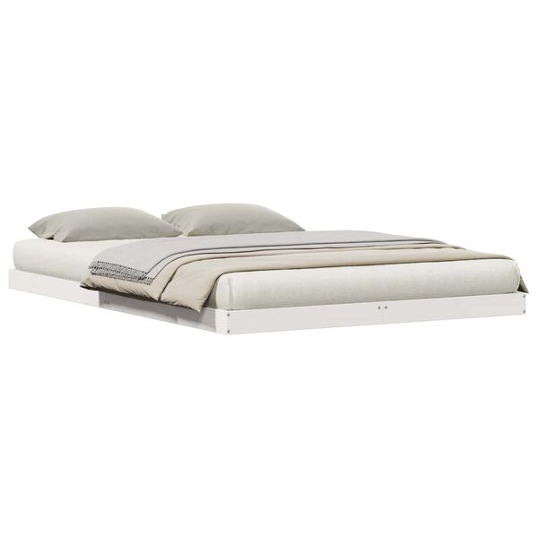 vidaXL F&ouml;ldi &aacute;gykeret Feh&eacute;r 213.5 x 104 x 9 cm T&ouml;m&ouml;r fenyőfa