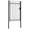 vidaXL fekete acél lándzsahegy tetejű kerítéskapu 1 x 1,5 m