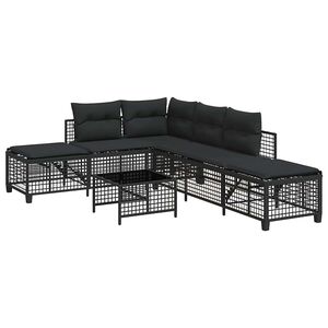 vidaXL 3 r&eacute;szes fekete polyrattan kerti sarokkanap&eacute; garnit&uacute;ra p&aacute;rn&aacute;val