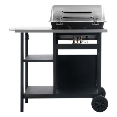 vidaXL fekete és ezüst gáz grillező 3 szintes kisasztallal