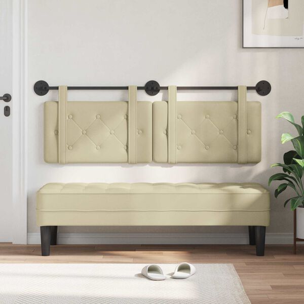 vidaXL Fali Fejt&aacute;mla Falra szerelhető Kr&eacute;m 150 x 55 x 5 cm Műbőr