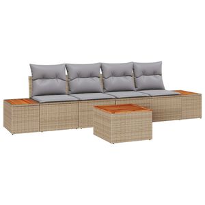 vidaXL Kerti Kanap&eacute; Szett p&aacute;rn&aacute;val t&aacute;rol&oacute;val 5 pcs B&eacute;zs Poli rattan
