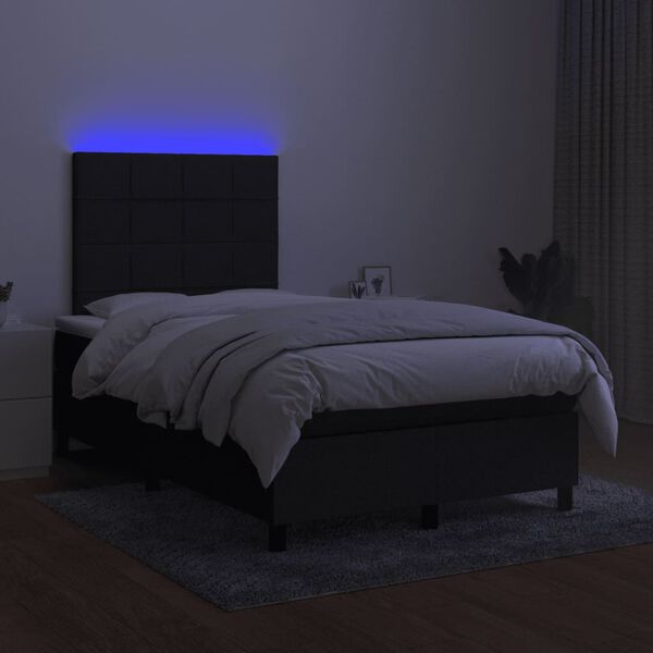 vidaXL fekete sz&ouml;vet rug&oacute;s &eacute;s LED-es &aacute;gy matraccal 120x190 cm