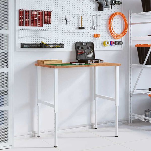 vidaXL vil&aacute;gosbarna t&ouml;m&ouml;r t&ouml;lgyfa munkapad 100 x 60 x (71,5-98) cm