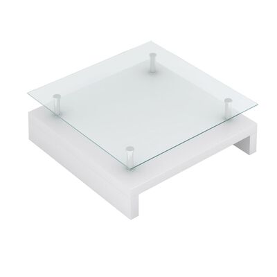 vidaXL magasfényű fehér dohányzóasztal üveglappal