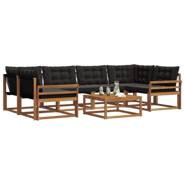 vidaXL K&uuml;lt&eacute;ri kanap&eacute; szett p&aacute;rn&aacute;val 7 pcs Term&eacute;szetes &eacute;s fekete