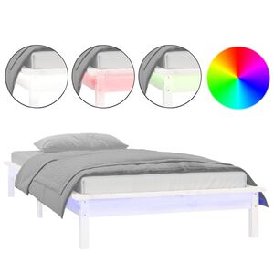 vidaXL feh&eacute;r t&ouml;m&ouml;r fa &aacute;gykeret LED-vil&aacute;g&iacute;t&aacute;ssal 90 x 200 cm