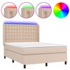 vidaXL cappuccino sz&iacute;nű műbőr rug&oacute;s &aacute;gy matraccal &eacute;s LED-del 140x200cm