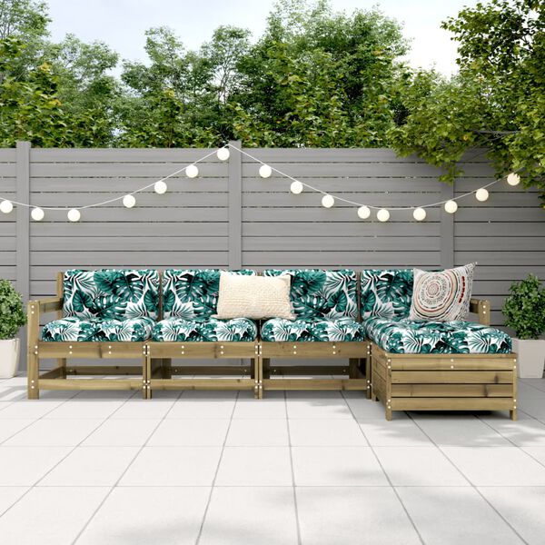 vidaXL 5 r&eacute;szes impregn&aacute;lt fenyőfa kerti kanap&eacute;szett