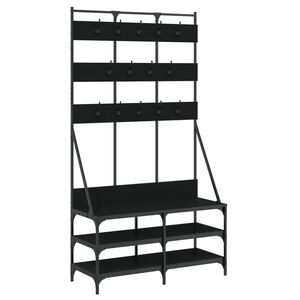 vidaXL fekete ruhafogas cipőpolccal 100x40x184 cm