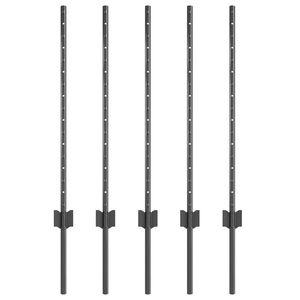 vidaXL Be&aacute;gyazott ker&iacute;t&eacute;soszlop 5 db Sz&uuml;rke 120 cm Porsz&oacute;rt ac&eacute;l