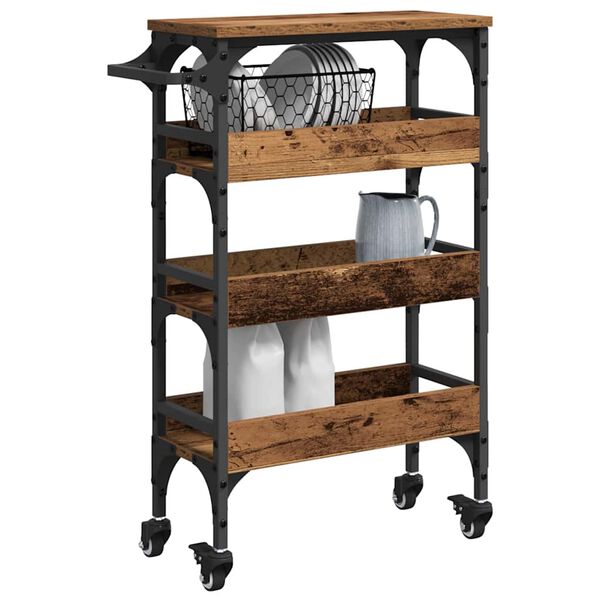 vidaXL Konyhai kocsi &Ouml;reg fa 53 x 20 x 76 cm Faanyag