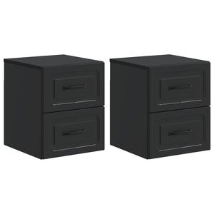 vidaXL Fali &eacute;jjeli szekr&eacute;ny 2 db Fekete 34,5 x 33 x 40 cm Szerelt Fa