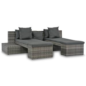 vidaXL 4-r&eacute;szes sz&uuml;rke polyrattan kerti b&uacute;torszett p&aacute;rn&aacute;kkal