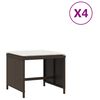 vidaXL 4 db barna polyrattan kerti sz&eacute;k p&aacute;rn&aacute;val 40x40x35 cm