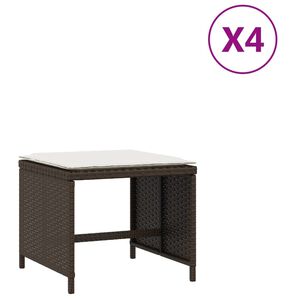 vidaXL 4 db barna polyrattan kerti sz&eacute;k p&aacute;rn&aacute;val 40x40x35 cm