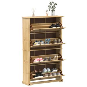 vidaXL Corona t&ouml;m&ouml;r fenyőfa cipőszekr&eacute;ny 99x32x163,5 cm