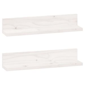 vidaXL 2 db feh&eacute;r t&ouml;m&ouml;r fenyőfa falipolc 50 x 11 x 9 cm
