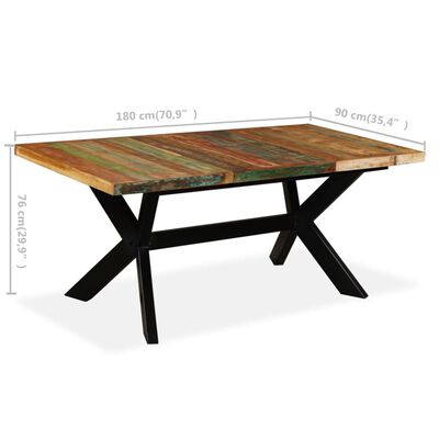 vidaXL tömör újrahasznosított fa/acél étkezőasztal 180 cm