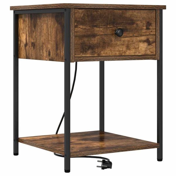 vidaXL &Eacute;jjeliszekr&eacute;ny fi&oacute;kkal F&uuml;st&ouml;lt t&ouml;lgy 42 x 41 x 56 cm Faanyag