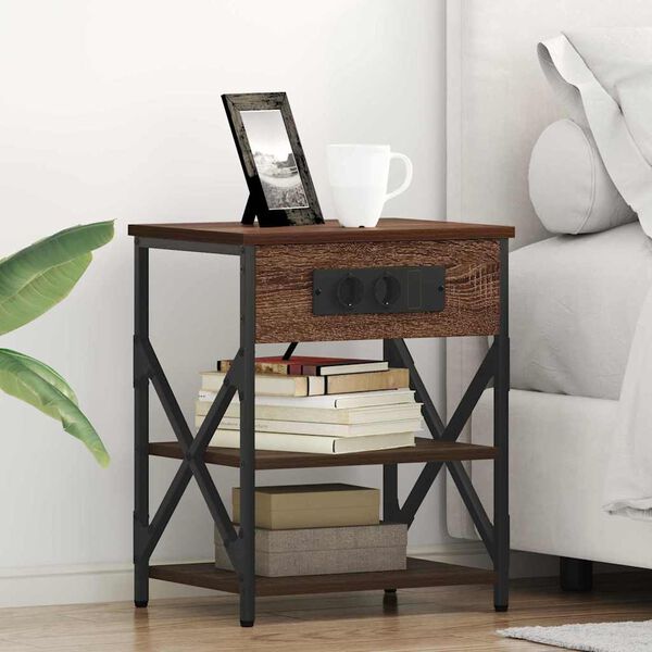 vidaXL &Eacute;jjeliszekr&eacute;ny 2 pcs Barna T&ouml;lgy 41 x 31 x 51 cm Faanyag