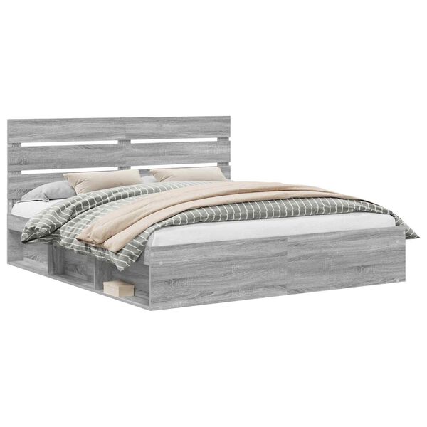 vidaXL &Aacute;gykeret fejt&aacute;ml&aacute;val Sz&uuml;rke Sonoma 200 x 200 cm T&ouml;m&ouml;r fenyőfa