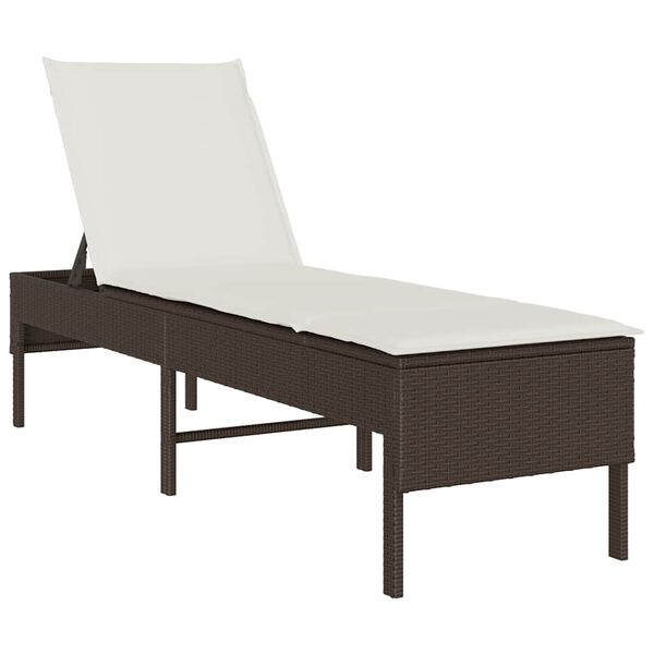 vidaXL barna polyrattan napozóágy párnával 55x200x44 cm