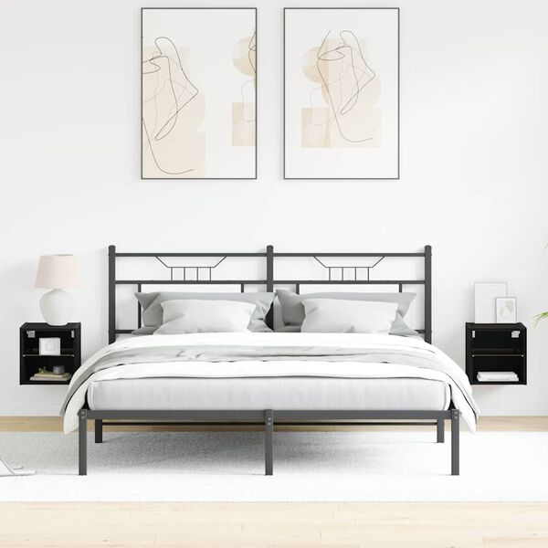 vidaXL LED Fali &Eacute;jjeli Szekr&eacute;ny tartalmaz Fekete Faanyag