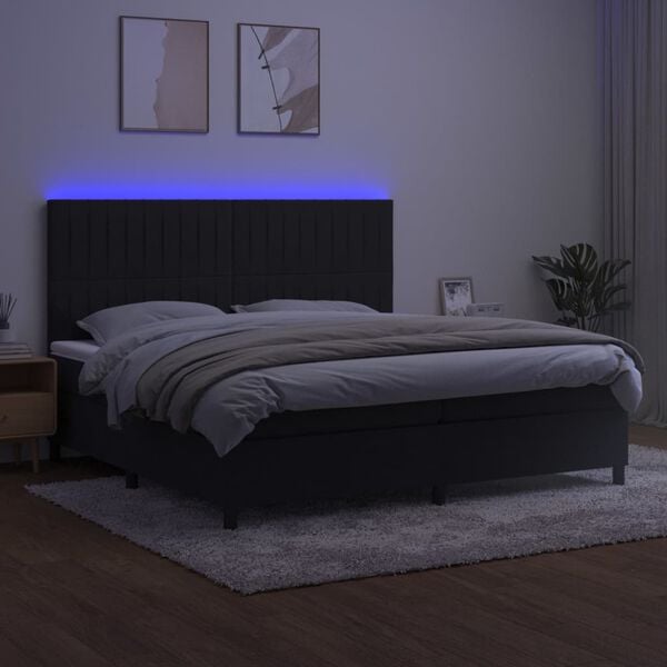 vidaXL fekete b&aacute;rsony rug&oacute;s &eacute;s LED-es &aacute;gy matraccal 200x200 cm