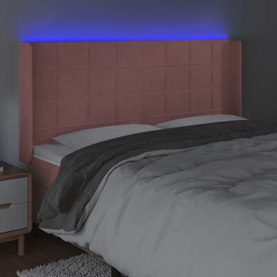 vidaXL rózsaszín bársony LED-es fejtámla 183x16x118/128 cm