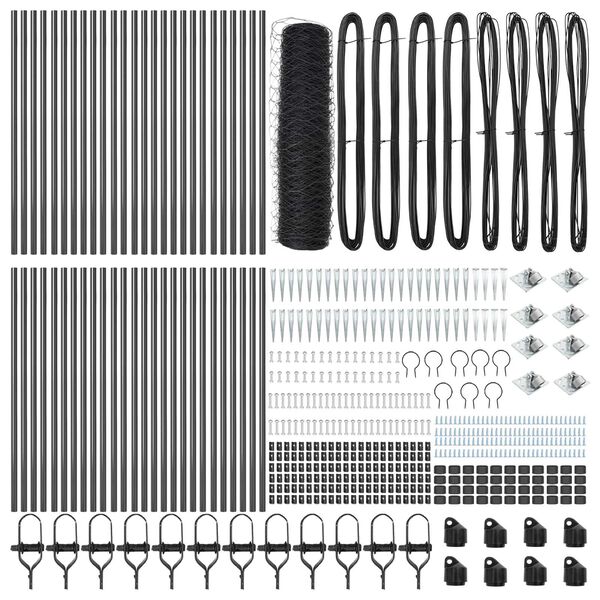 vidaXL Kerítés oszlopokkal Szürke 0.5 x 100 m PVC-bevonatos acél