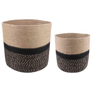 vidaXL N&ouml;v&eacute;nyi Cser&eacute;p K&eacute;szlet 2 db Term&eacute;szetes &eacute;s Fekete &Oslash; 28 x 28 cm
