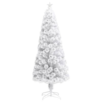 vidaXL fehér száloptikás megvilágított műkarácsonyfa 210 cm