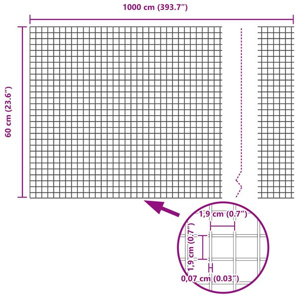 vidaXL Hegesztett Dr&oacute;th&aacute;l&oacute; Ker&iacute;t&eacute;s Ez&uuml;st 0,6 x 10 m
