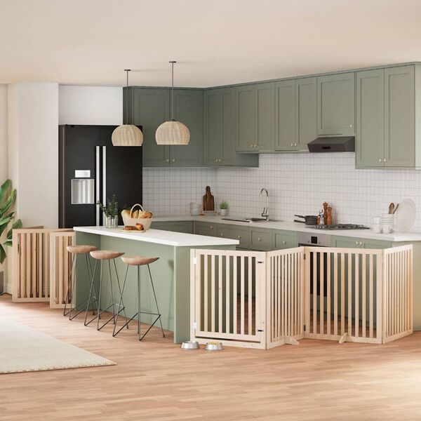 vidaXL ny&aacute;rfa 10 paneles &ouml;sszecsukhat&oacute; kutyakapu ajt&oacute;val 800 cm