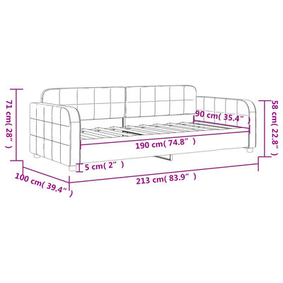 vidaXL világosszürke bársony kanapéágy 90 x 190 cm